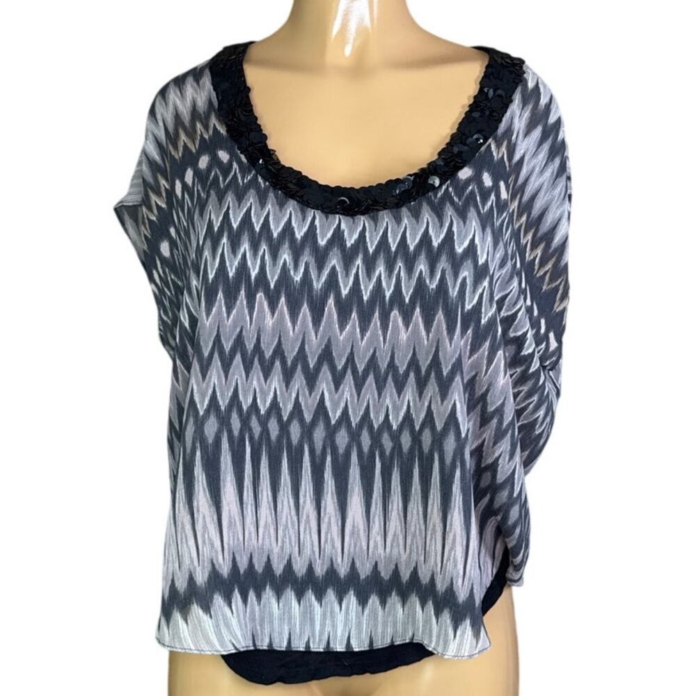 Graham & Spencer Silk Zigzag Pattern Top Black Tank Top Lining Size Small